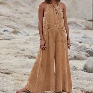Free People Cyprus Ave overalls in golden brown, free people jumpsuit